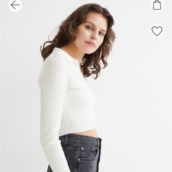 H&M Collared Rib-Knit Top - Picture 2 of 8